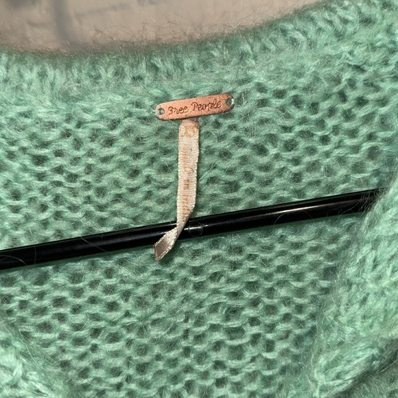 Free people sweater cardigan green sea foam floral buttons grannie core mohair - Picture 3 of 4